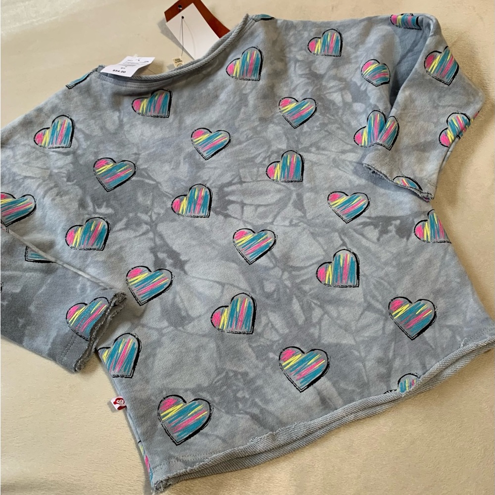 APPAMAN girls slouchy sweatshirt 80% gray cotton distressed style sweats…